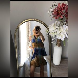 Tank summer dress women’s size small blue green